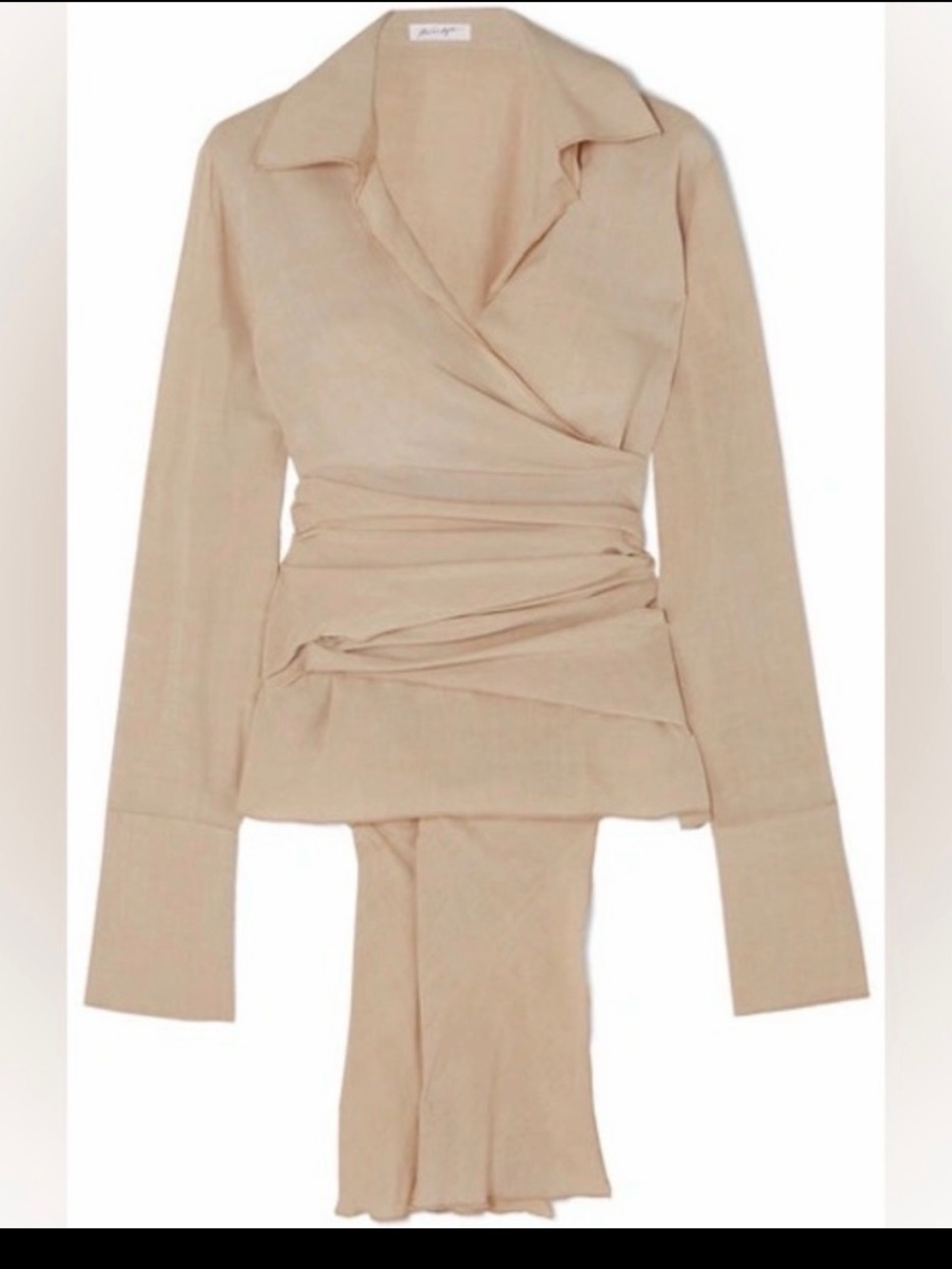 The Line by K Beige Wrap-Style Long Sleeve Blouse - Picture 2 of 2
